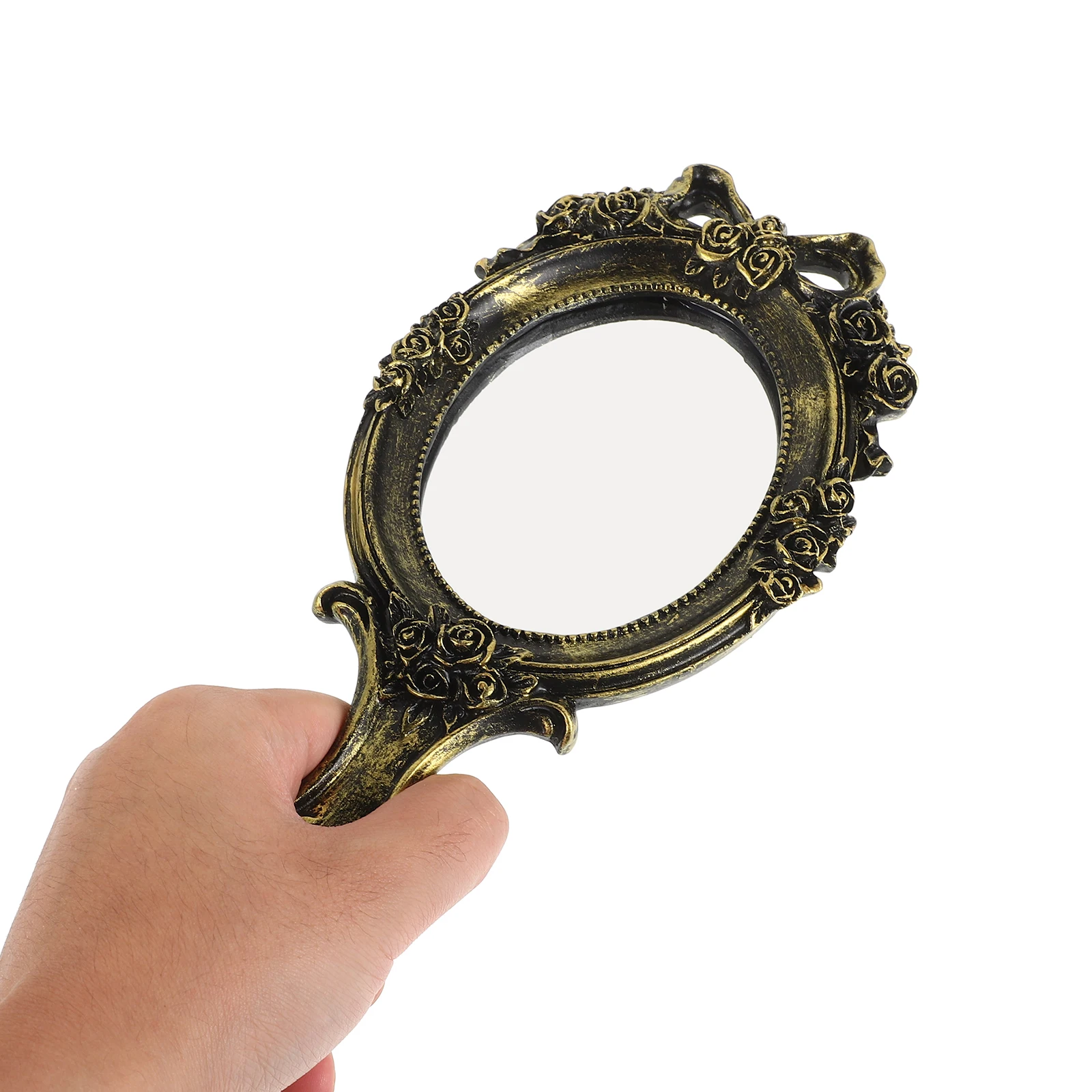 Handheld Vintage Makeup Mirror Compact Portable Small Elegant Retro Style for Women Daily Use and on-The-Go Touch-Ups