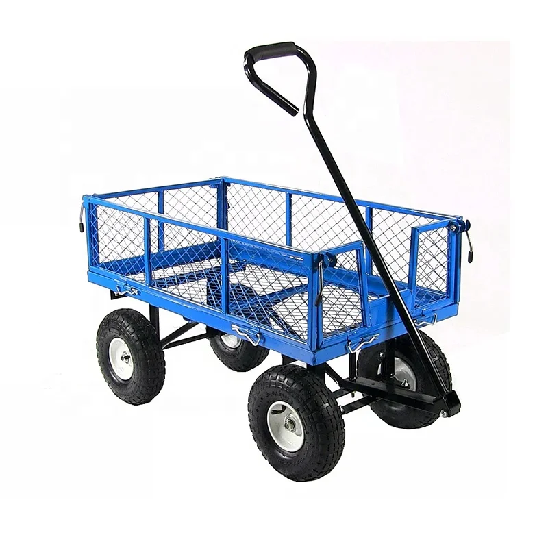 

4 Wheeled Garden Steel Metal Hand Truck Cart Trolley with Pneumatic Tire