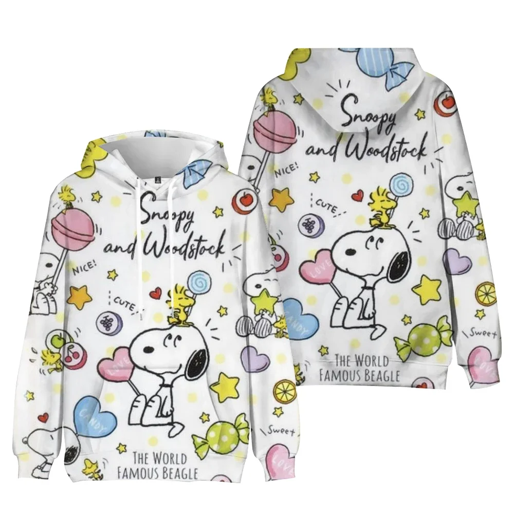 Sweats à capuche imprimés Disney Snoopy pour le printemps et l'automne, style de rue décontracté, pulls simples et à la mode pour hommes et femmes