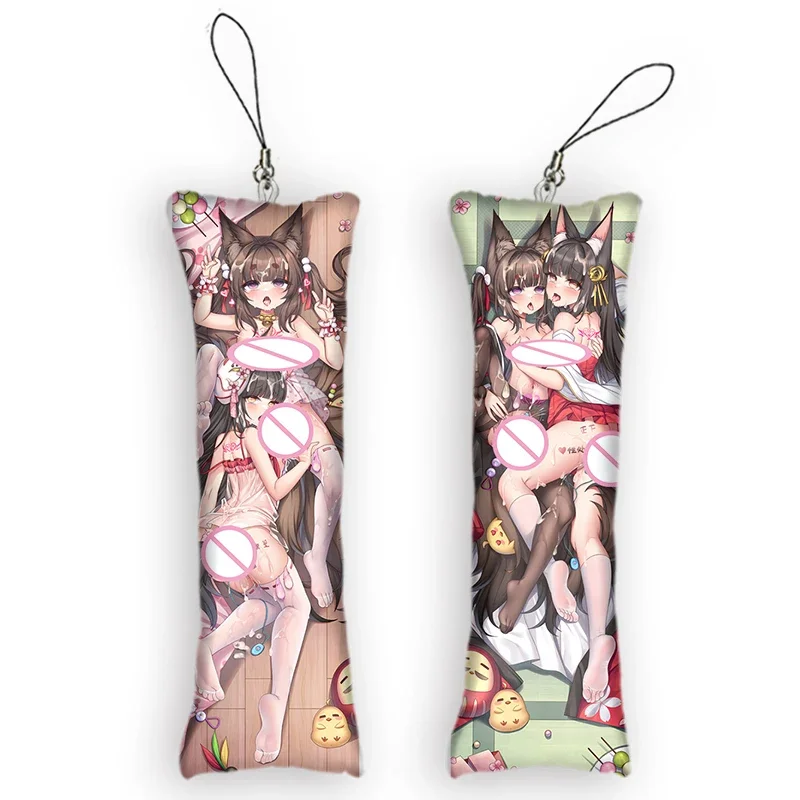 Fashion Nagato Amagi-chan Mini Dakimakura Keychain Cute Anime Azur Lane Key Chain Small Pillow Decor Pendant Otaku Gift B