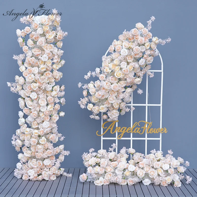 Multi-Colored Rose  Cherry Blossom Hang Flower Row Decor Wedding Backdrop Event Stage Floral Arrangement Window Display A8880