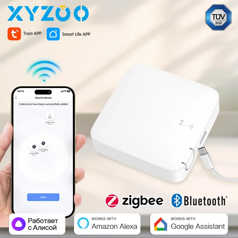Multi-Mode Smart Gateway ZigBee3.0 WiFi Bluetooth Mesh Hub Control Automation Device With Tuya Smart App Voice via Alexa Google