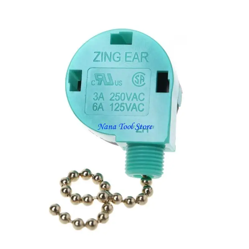 31GJ 3A/250V 6A/125V Zipper Switch 3 Speed Pull Chain Control Nickel Fan Wall Switch