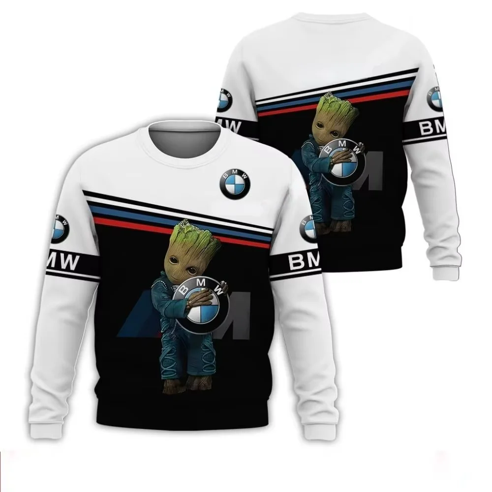 Stylish Comfortable Warm Long Sleeve Crew Neck Motorcycle Riding Sweatshirt New Style BMW Logo Printed Casual Sports Jumper