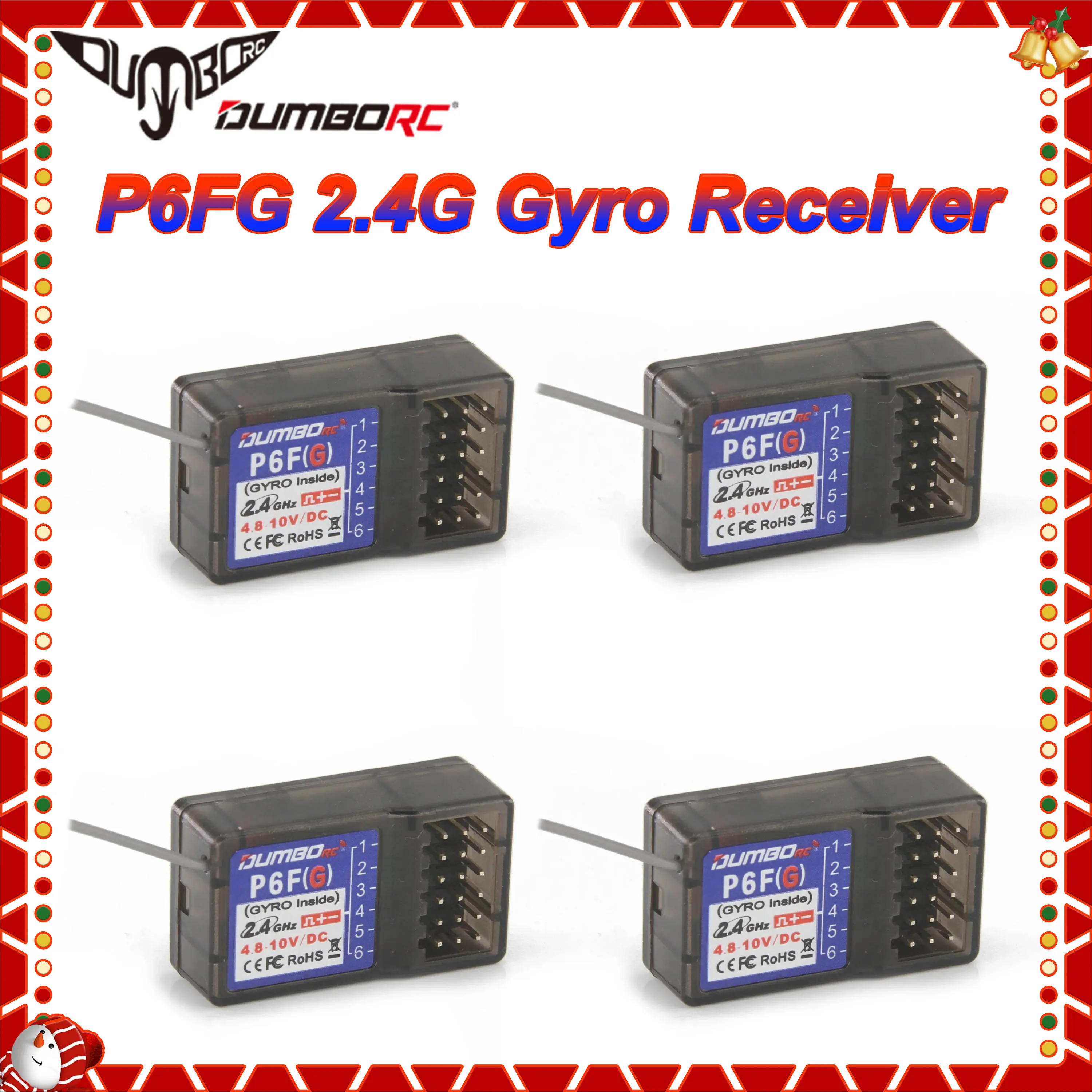 DUMBORC P6FG 6CH 6-Kanal 2,4G Gyro-Empfänger mit Spannungsrückführung für X4 X6 DDF-350 X6PM-350 Sender Fernbedienung RC Auto Boot