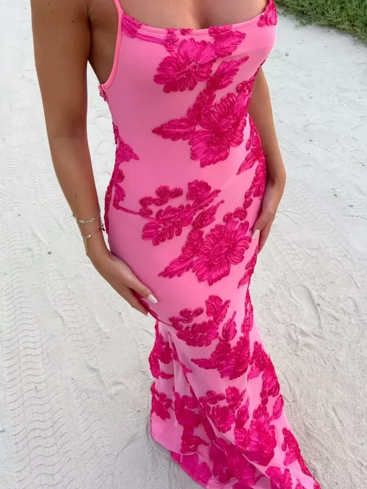 الصلبة الأزهار المطرزة فستان طويل المرأة أنيقة السباغيتي حزام خارج الكتف فساتين سيدة الصيف جديد عطلة الشاطئ العباءات