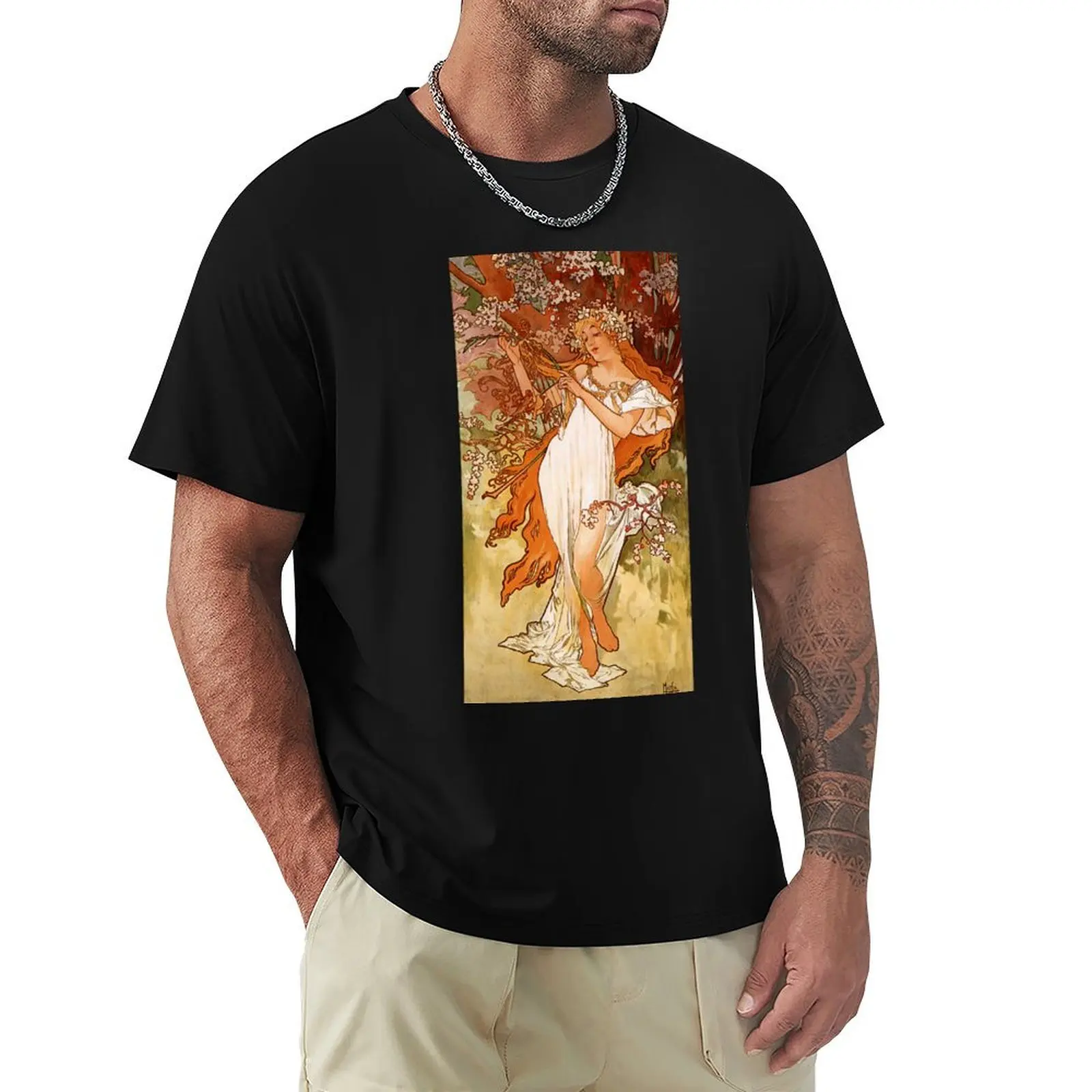 Vintage Alphonse Mucha - Spring 1896 Art Nouveau T-Shirt Halloween Theme T-Shirt