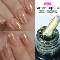 LILYCUTE 7ML oro Aurora brillo capa superior Gel esmalte de uñas brillante efecto precioso remojo decoración de uñas Base capa superior Gel