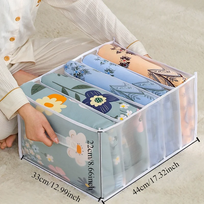 5-Grid Clothing And Bedding Storage Box, Storage Bag, Breathable And Foldable Wardrobe Organizing And Storage Box