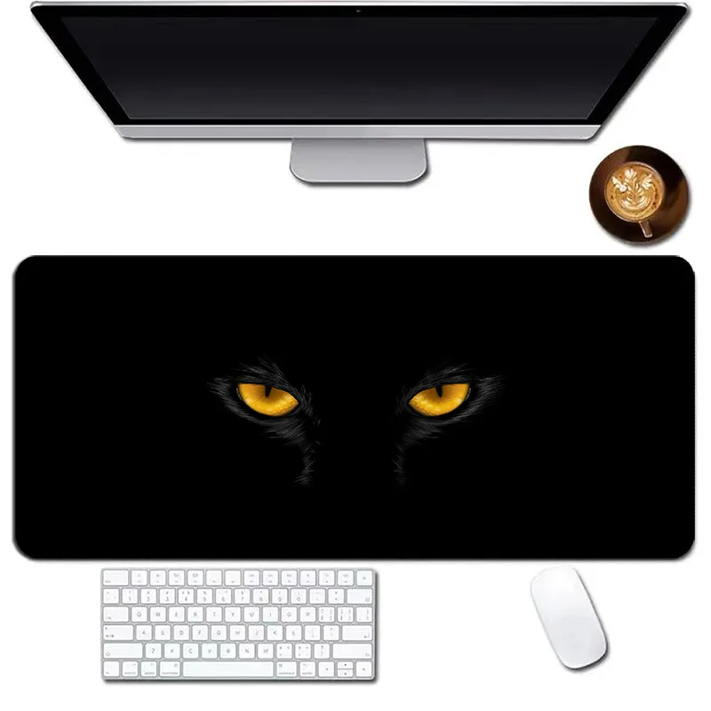 

Large Anime Mouse Pad Black cat's deep eyes XXLMat Big Gamer Gaming Playmat Customized Desk Keyboard Mousepad