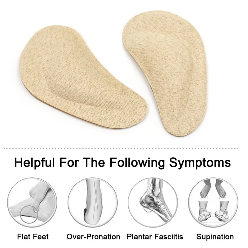 Tcare 1Pair Foot Care Brace Orthopedic Gel Arch Support Insoles -Flat Feet Support Gel Soft Pads Silicone Shoe Adhesive Inserts