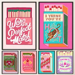 LOVE You're My Perfect Match Self Poster Fancy Poster Wall Sticker for Living Room Bar Vintage Decorative Painting Middle