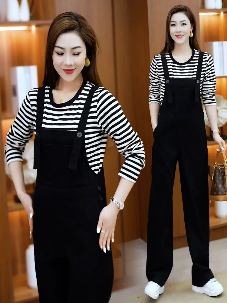 

Модные женские джинсовые комбинезоны из чистого хлопка, универсальные брюки с высокой талией и широкими штанинами, корейский стиль, для повседневной носки, простой дизайн, стройнящие