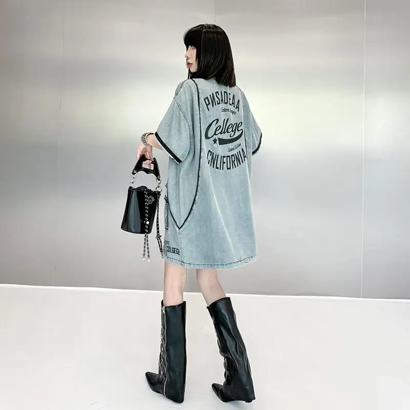 فستان نسائي جديد للربيع والصيف فستان فضفاض مطبوع كبير الحجم للركاب