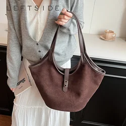 LEFTSIDE Fashion Small Chamois Shoulder Bag For Women 2024 Winter New Tend Female Simple Underarm Tote Bag Handbags And Purses