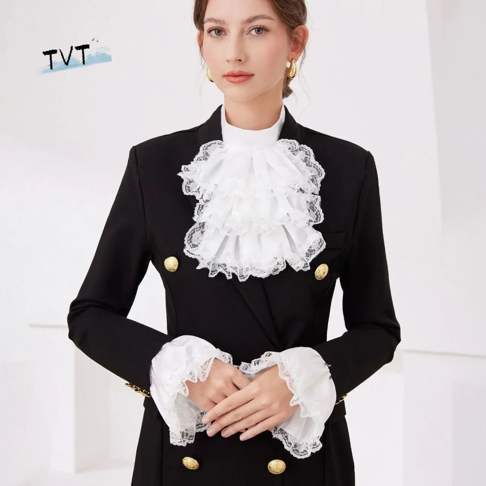 

Fashion Detachable Renaissance Collar Vintage Layered Elizabethan Neck Ruff Victorian Costume Opera Ruffled Collar Photo Props