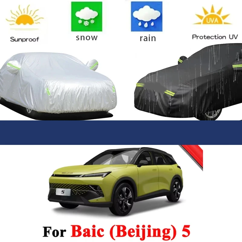 

For Baic Beijing 5 Covers 2023-2026 Full Car Covers Outdoor Sun Anti UV Rain Snow Dust Protection Oxford Cloth Accessories