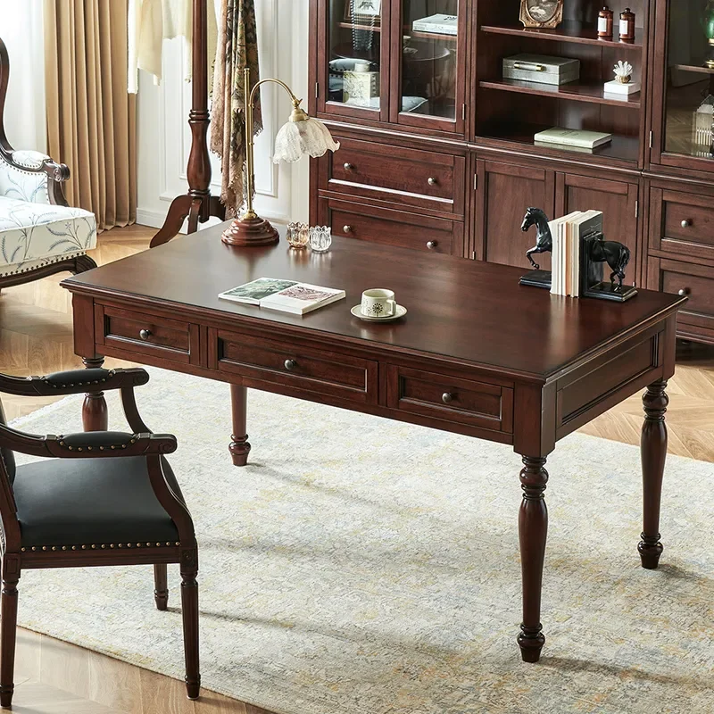 for Dilobo American Solid Wood Desk Cherry Wood All Log 1.6 Meters Retro Study Furniture Home Desk