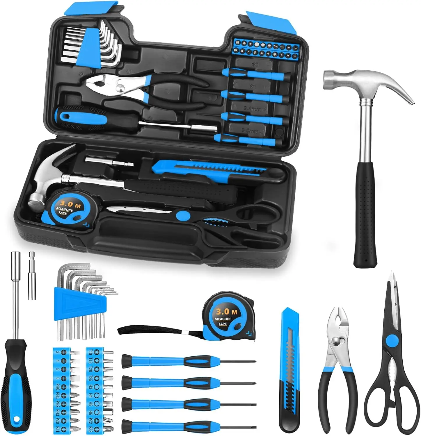 

39-Piece Home Tool Set with Storage Case for DIY Repairs in Garage, Office, or Dorm