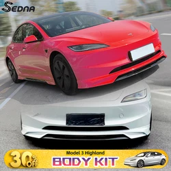 For 2024 Tesla Model 3 highland Body Kit Carbon fiber pattern Rear Diffuser Spoiler Front Bumper Lip Skirt car Accessories