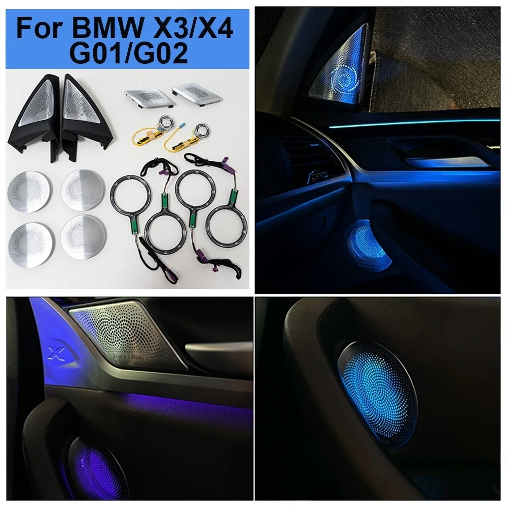 RGB color streamer For BMW New X3 X4 IX3 G01 G02 2022+ Speaker Cover Grille Car Midrange Tweeter Metal Horn Cover Decorated