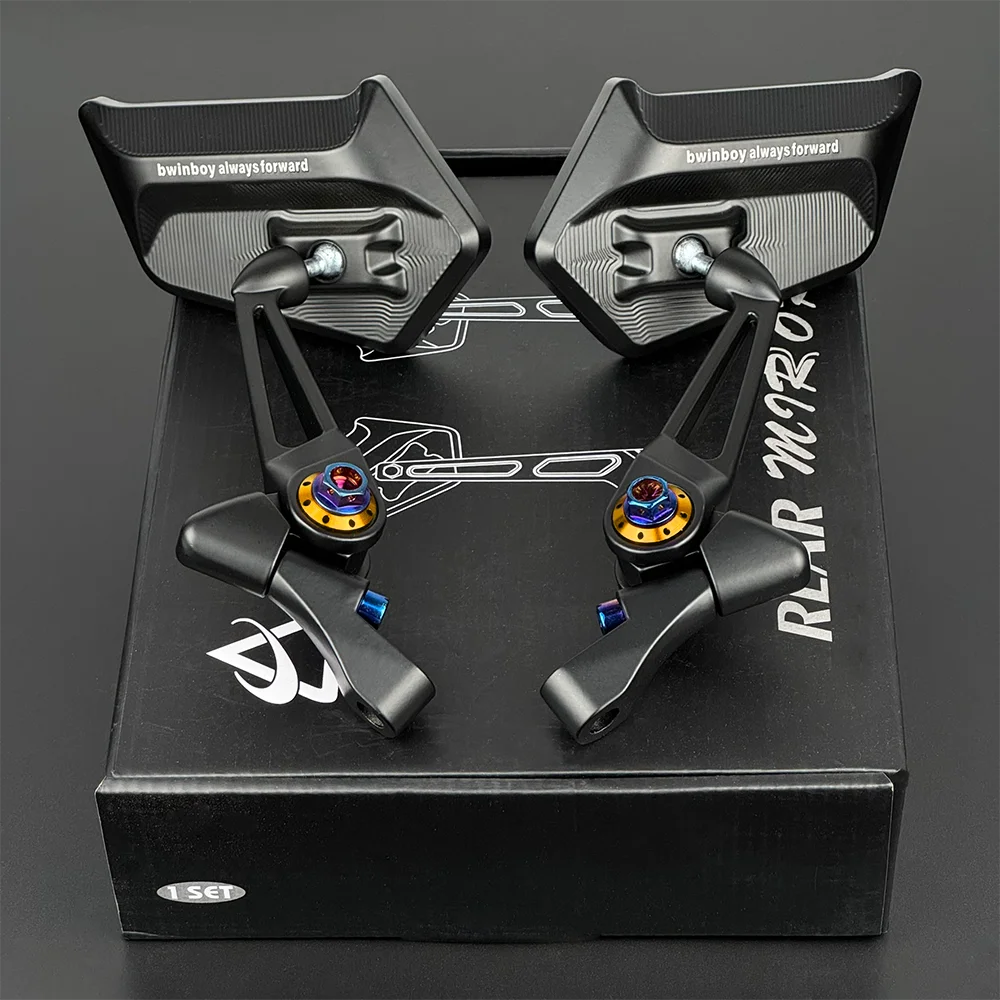 شفرة دراجة نارية المرايا مع المضادة للوهج المضادة للصدأ 8/10 مللي متر البراغي ، الدراجة ATV المرايا ل العالمي 7/8 "المقود بار جبل المشبك