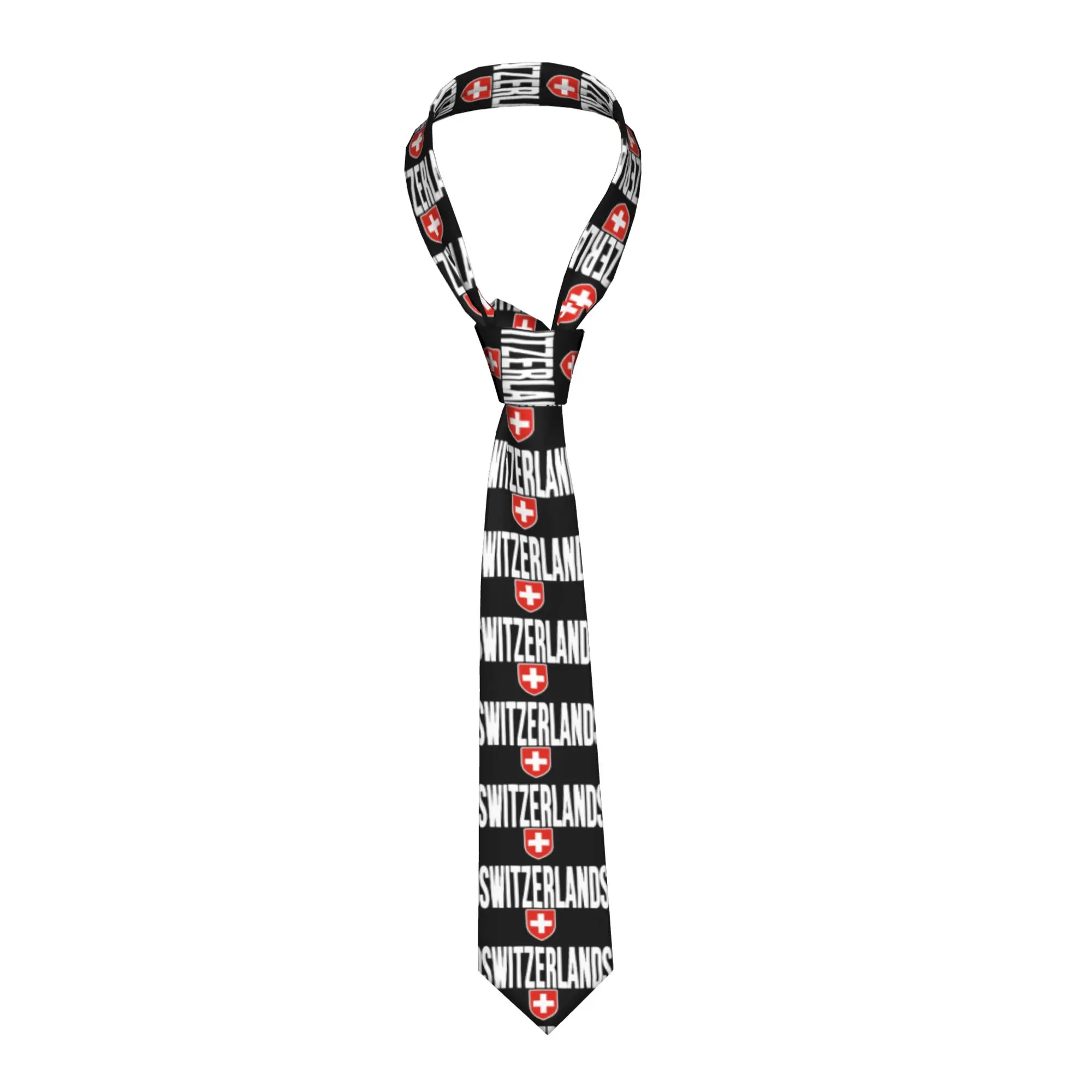 Swiss Flag Switzerland Souvenir Schweiz Tie Cool Neck Ties For Men Cosplay Party Great Quality Collar Tie Necktie Accessories