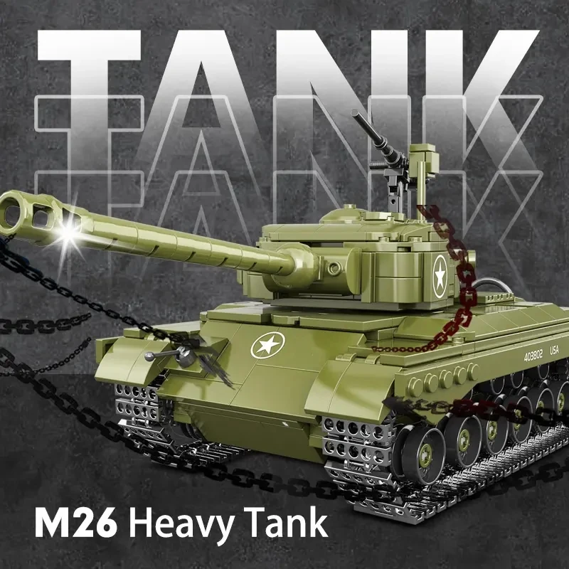 Blocs de construction de char militaire M26 de l'union soviétique, 764 pièces, briques de l'armée de la seconde guerre mondiale, figurines de soldats, jouets pour enfants garçons