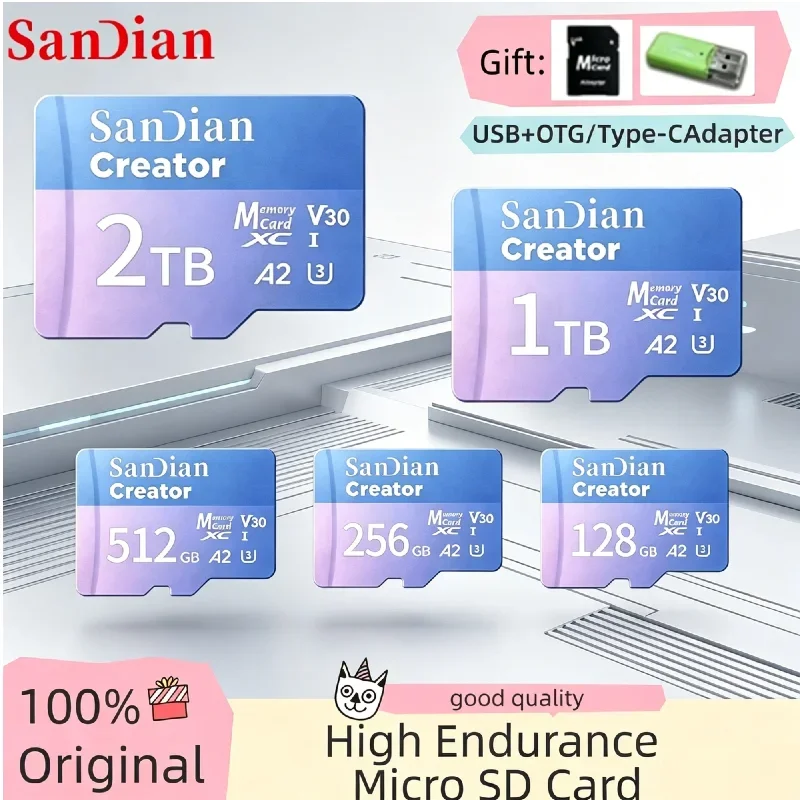 128GB‑1TB V30 A2 Max 190Mb/s MicroTf SD XC High Speed TF Card for Dash Cam Home Surveillance 4K Drone Camera