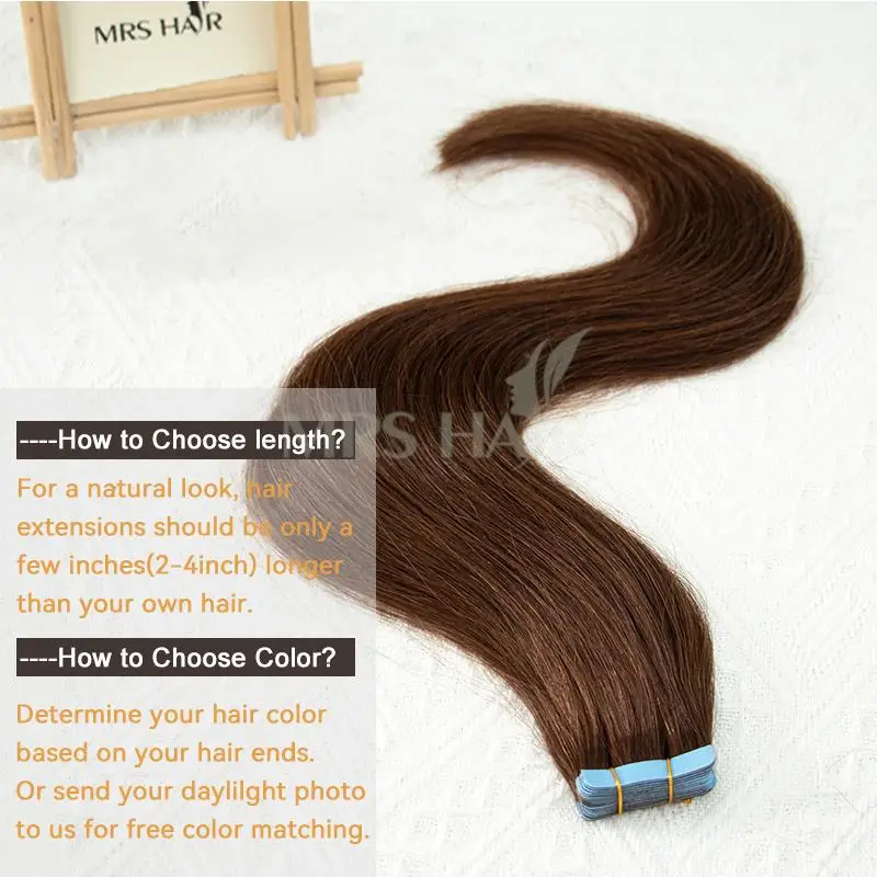 Human Hair Tape In Hair Extensions Machine Made Remy Extensions Full Head 40pcs Brown Blonde 12-24inch Thick Ends Tape On Hair