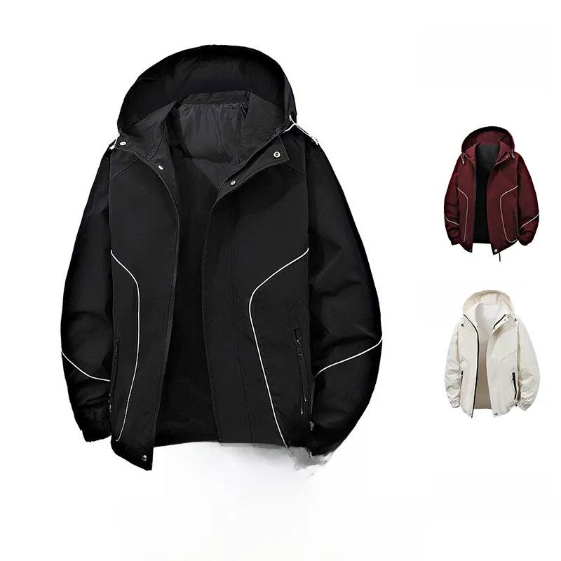 

plus Size Men's Outdoor Workwear Jaet Hooded Autumn Winter New Sle Polyester Nylon Cosite Fiber Long Sve Regular Fit