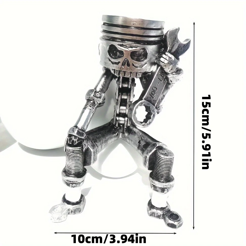 1 pieza de esqueleto mecánico, adorno de resina, llave tallada, decoración de escritorio para el hogar, decoración del hogar, adecuada para entusiastas del coche, diseño de llave de estilo de dibujos animados Retro, decoración de escritorio