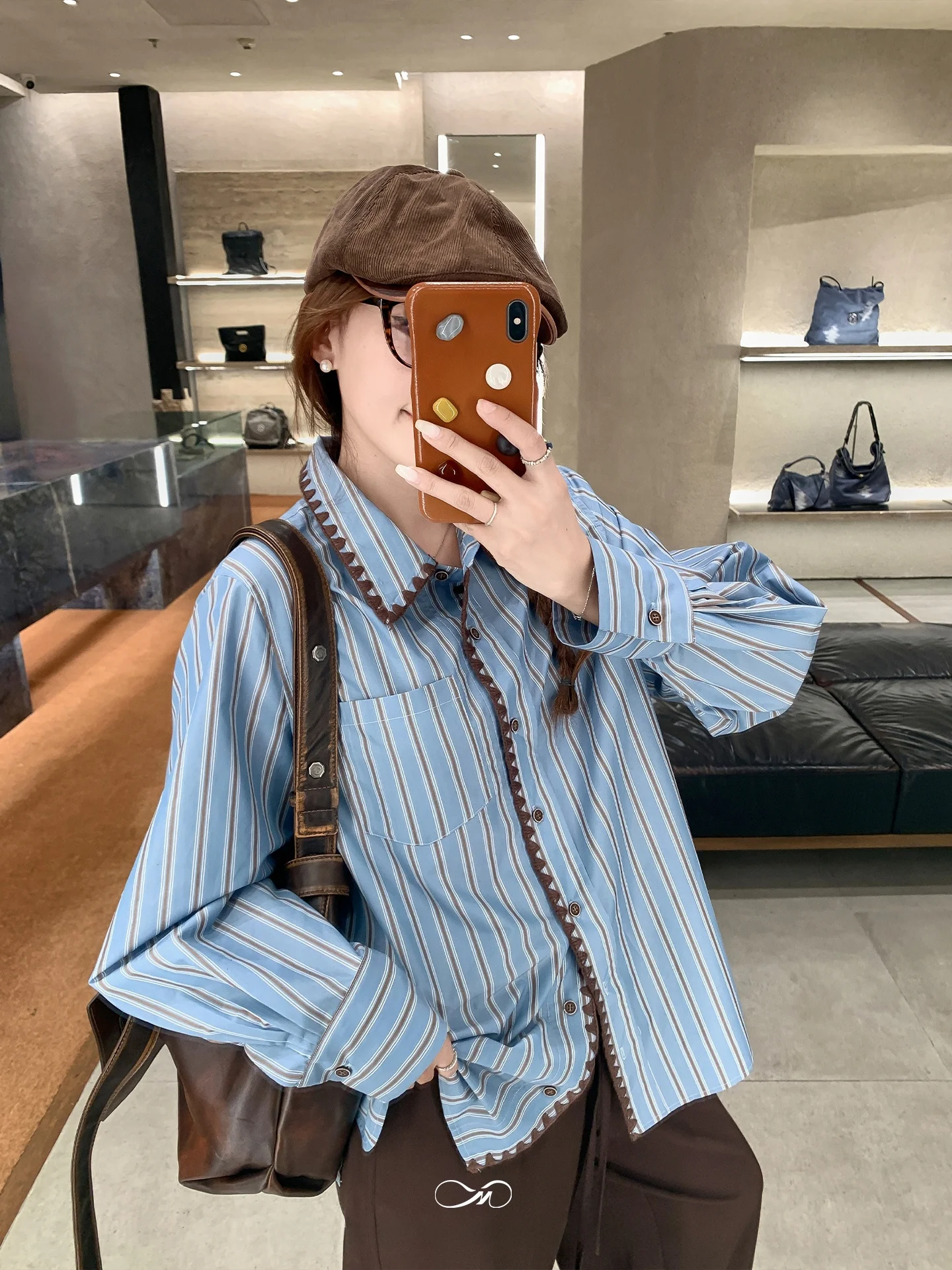 

Женская винтажная полосатая блузка Maxixe больших размеров с вышивкой, свободного кроя, в стиле колор-блок, осенняя, свободная, стройнящая