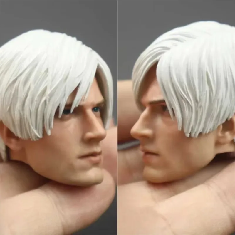 

1/6 Scale Male Soldier Head Sculpt White Hair Head Carving Handsome Guy Model for 12Inch Action Figure Body Accessories