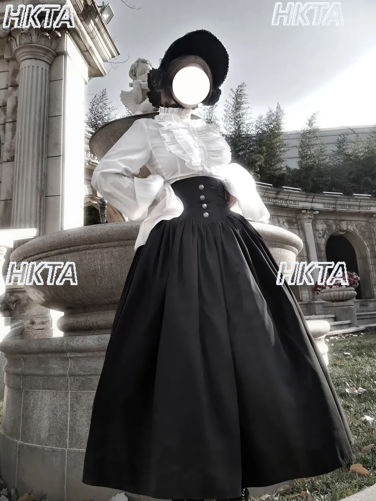 Gothic Dark Vintage Autumn New Lolita Suit Subculture Y2k Elegant Bow Long Sleeved Shirt White Top Customized Long Skirt Women