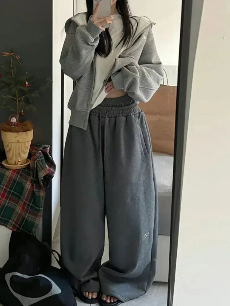 HOUZHOU Vintage Y2k Baggy Jogginghose Frau Übergroße Jogger Koreanische Mode Sport Hosen Harajuku Streetwear Gyaru Kpop Hosen