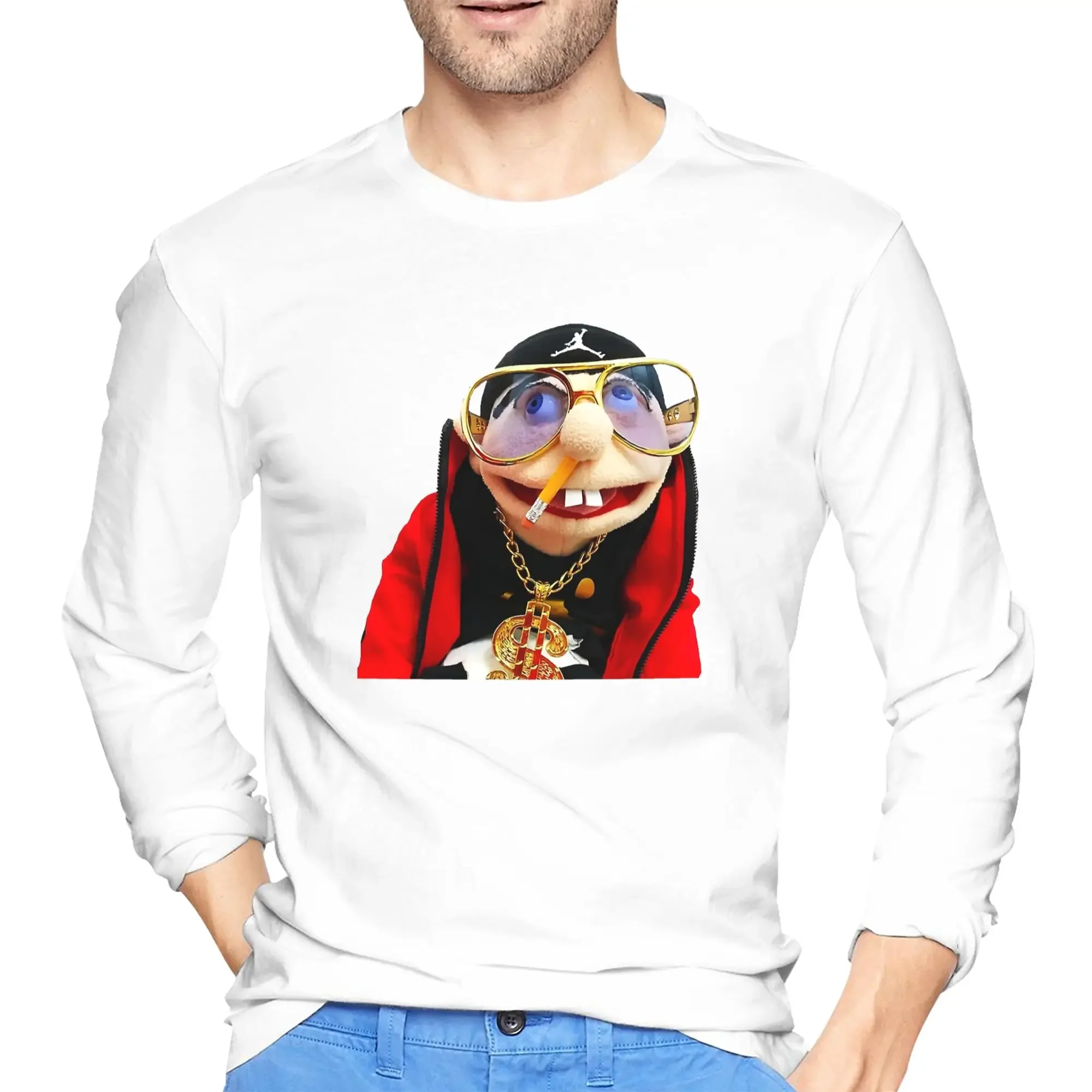 

SML Rapper Jeffy Men's Long Sleeved T-shirt Casual Round Neck T shirts Spring and Autumn Men tops