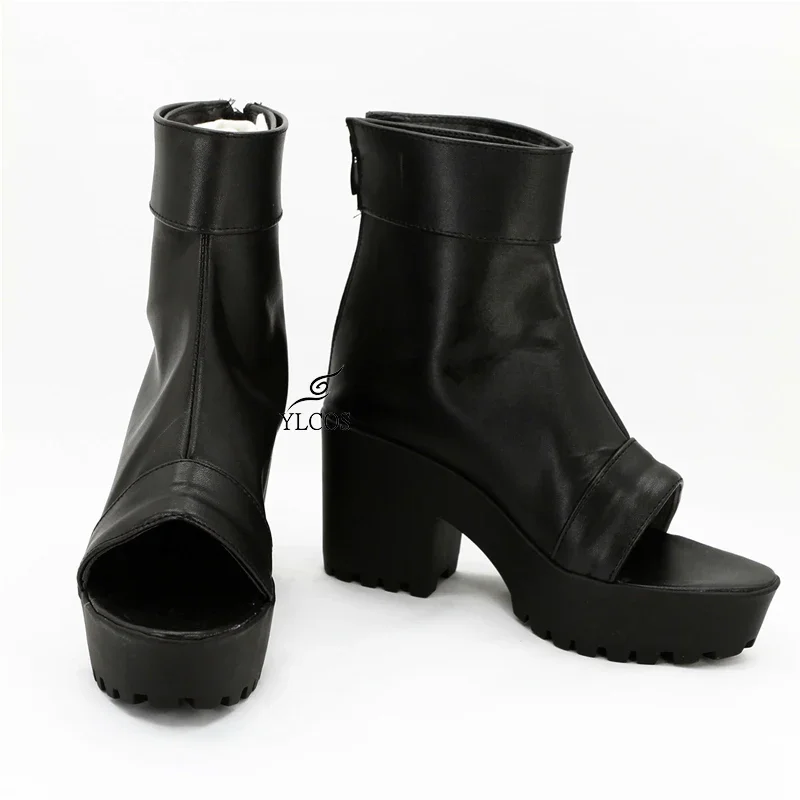 Anime NARUTO Movie The Last Sakura Cosplay Shoes Halloween Party Black Leather Boots Custom Made