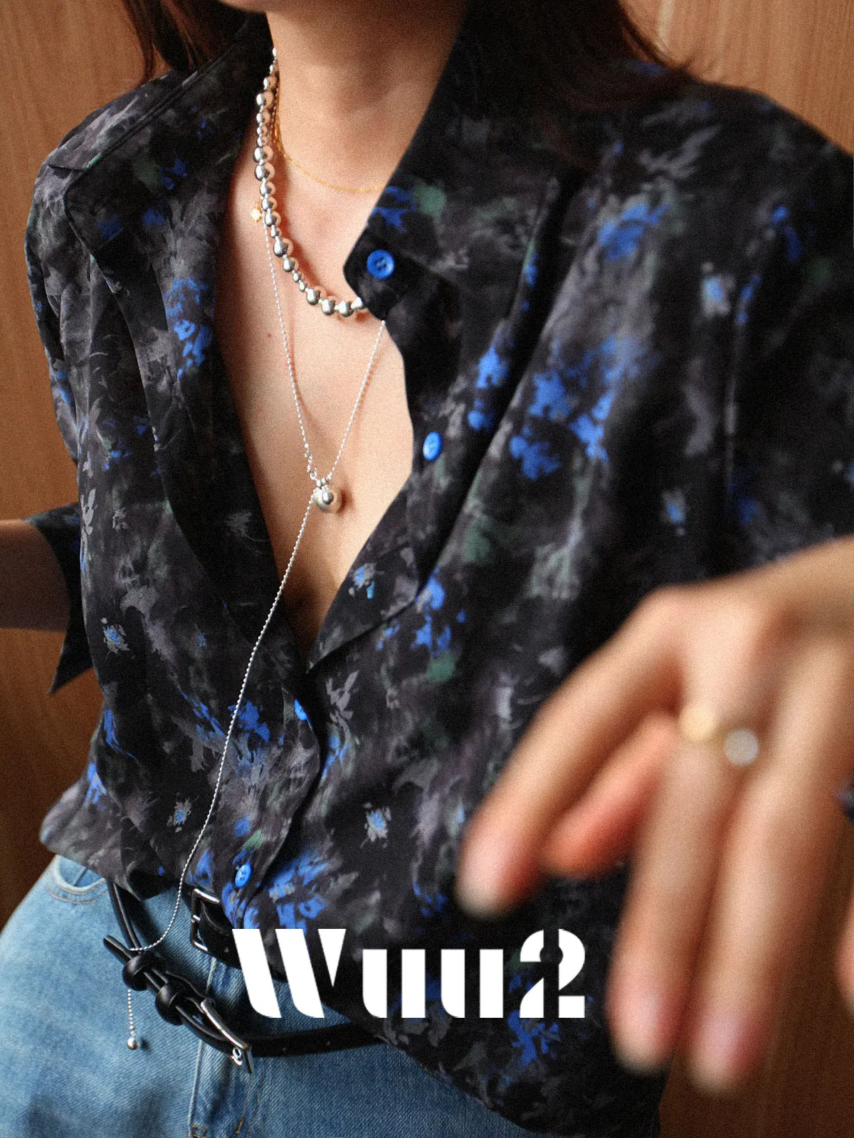 

Wuu2 Винтажная женская шелковая блузка с цветочным принтом, свободного кроя, с длинными рукавами, повседневная, комфортная, дизайн Ele Belladonna