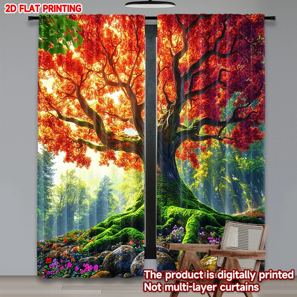 2D flat printing 2pcs Curtain  - огляд і ціна Family Tree Print