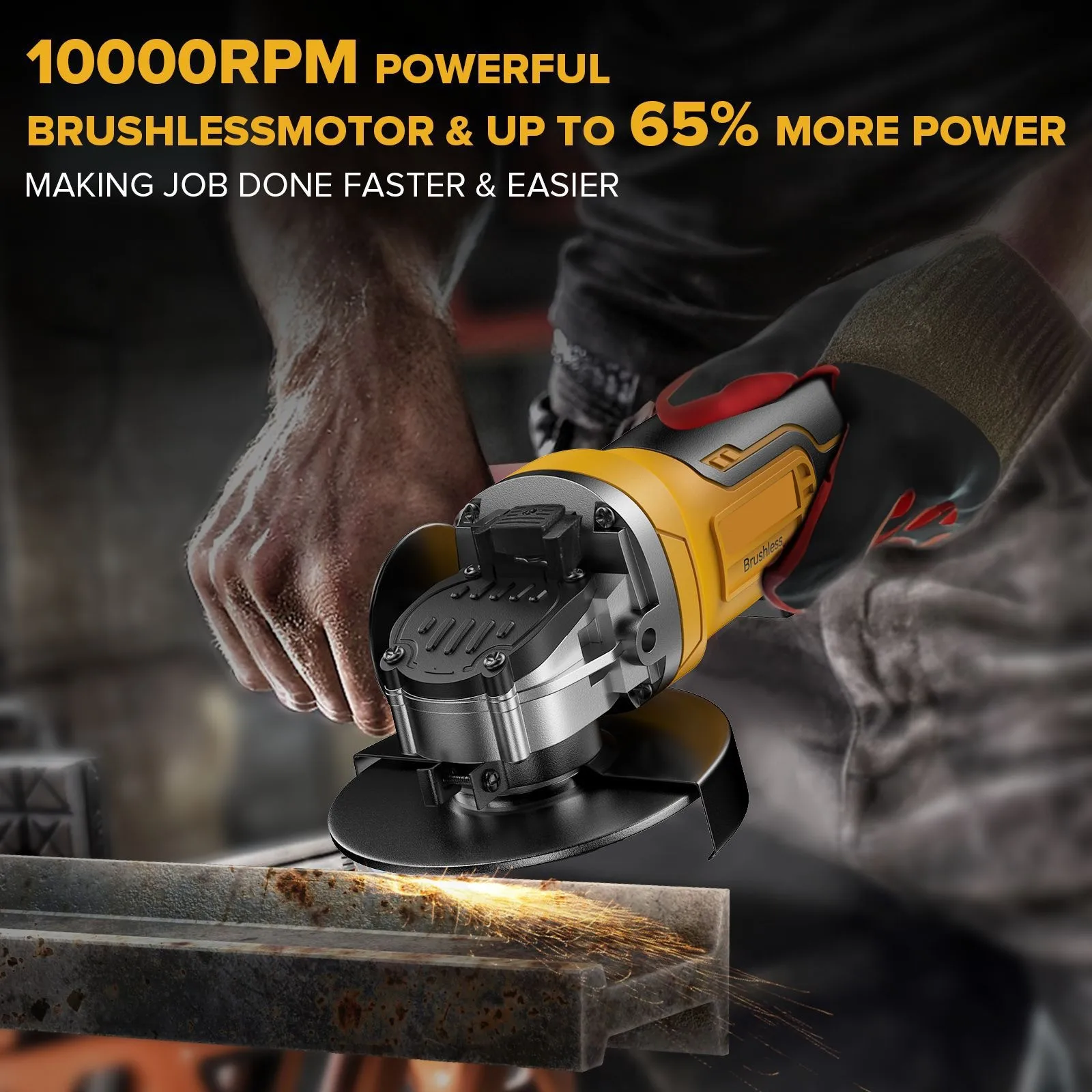 Brushless Angle Grinder 4 Gears 125mm Cordless Grinding Machine Cutting Woodworking Power Tools Fits For DeWALT 18V 20V Battery