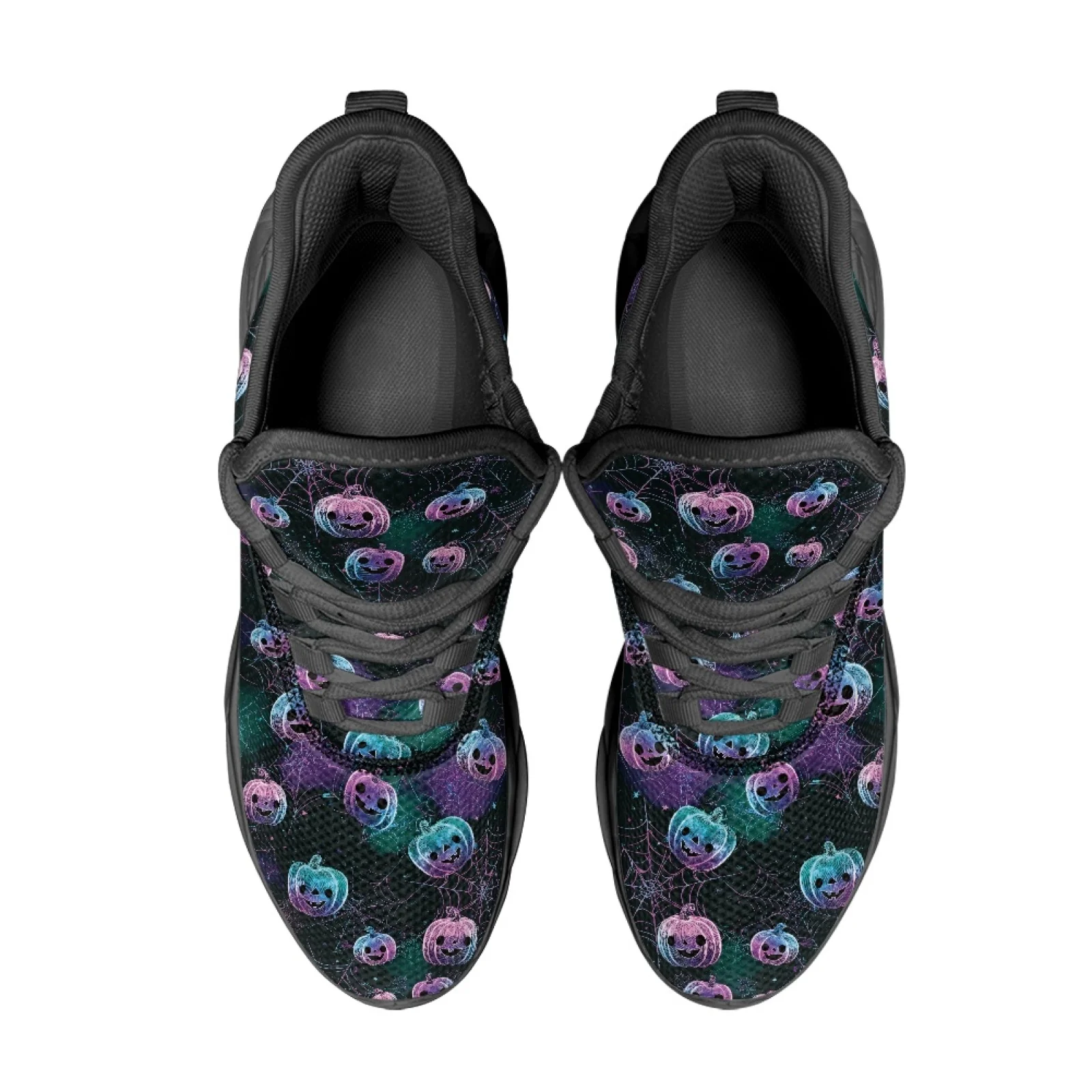 PENSTROLL Pumpkin Spider Web Adjustable Strap Men's Running Shoes Outdoor Sneakers for Unisex Lightweight Fashion Sneakers
