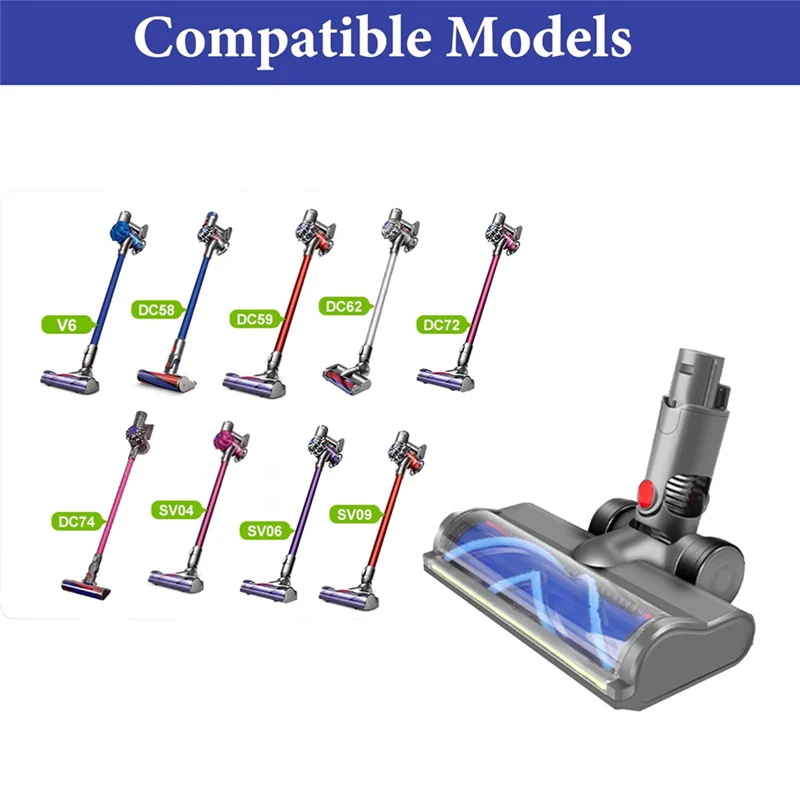 Top Deals Vacuum Head Replacement Parts For Dyson V6 DC58 DC59 DC62 DC74, Direct Drive Cleaner Head With Green LED Light