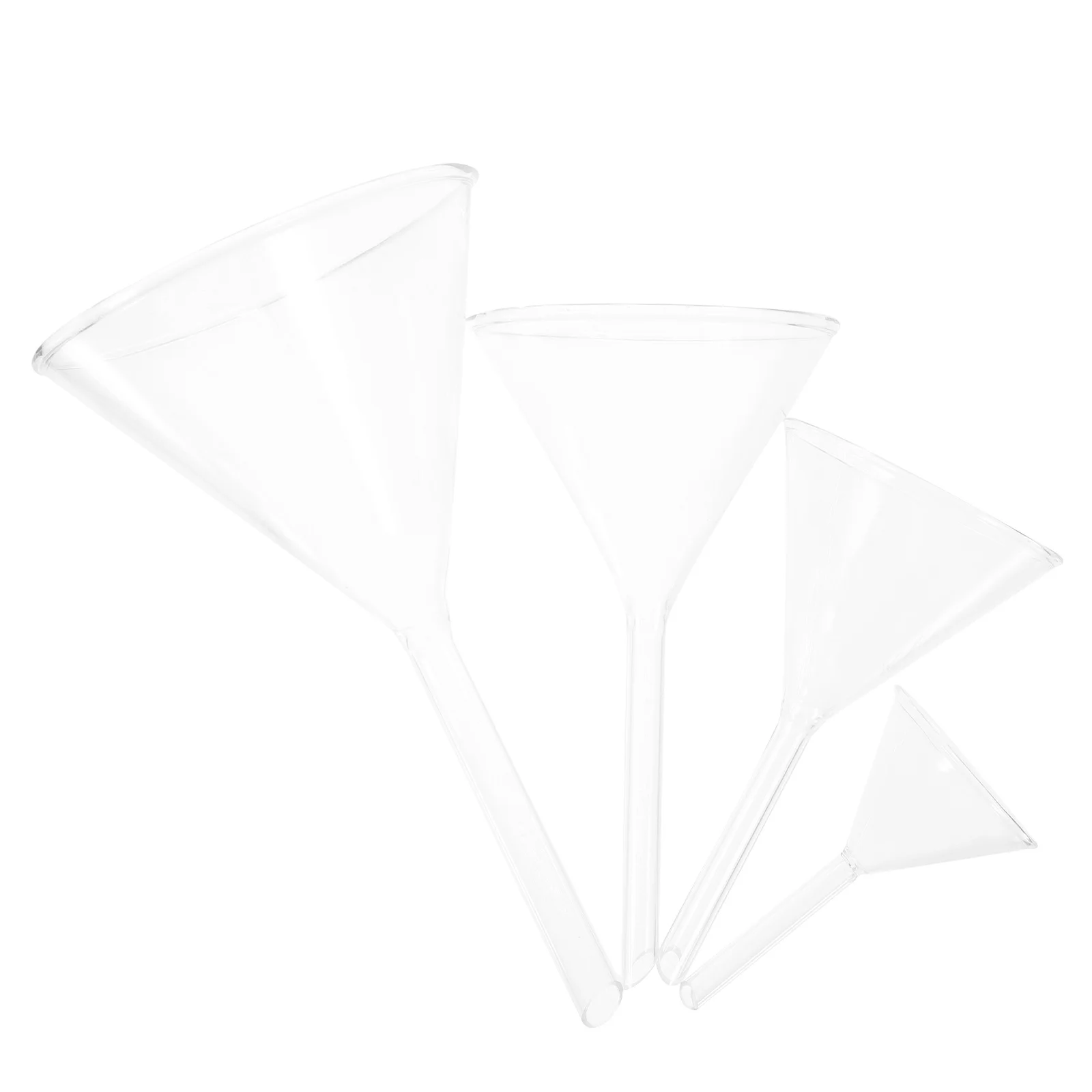 4Pcs Laboratory Glass Funnels Set Clear Borosilicate Scientific Filter Filling Funnels Chemical Biological Medical Use 40 60 75