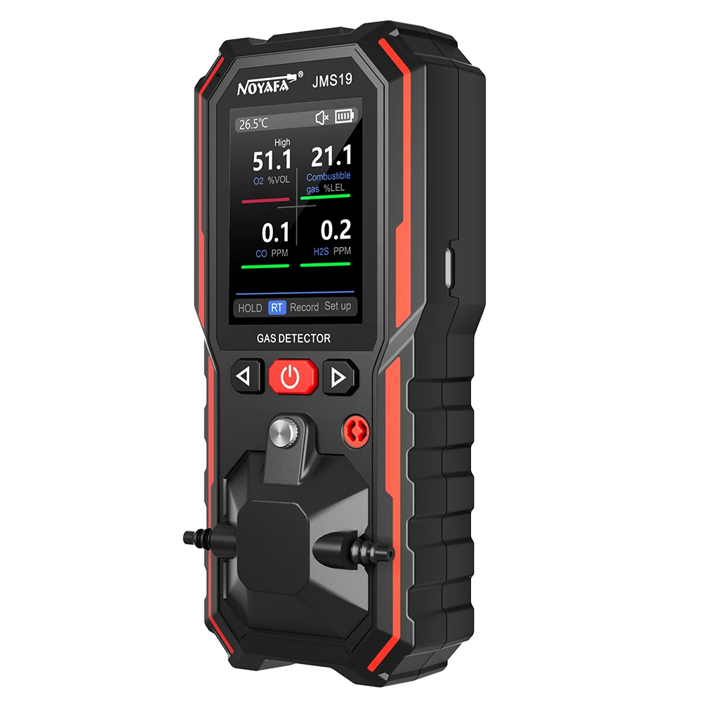 JMS19 휴대용 4 가스 감지 EX H2S O2 CO LEL 누출 감지 및 경보 기능 포함