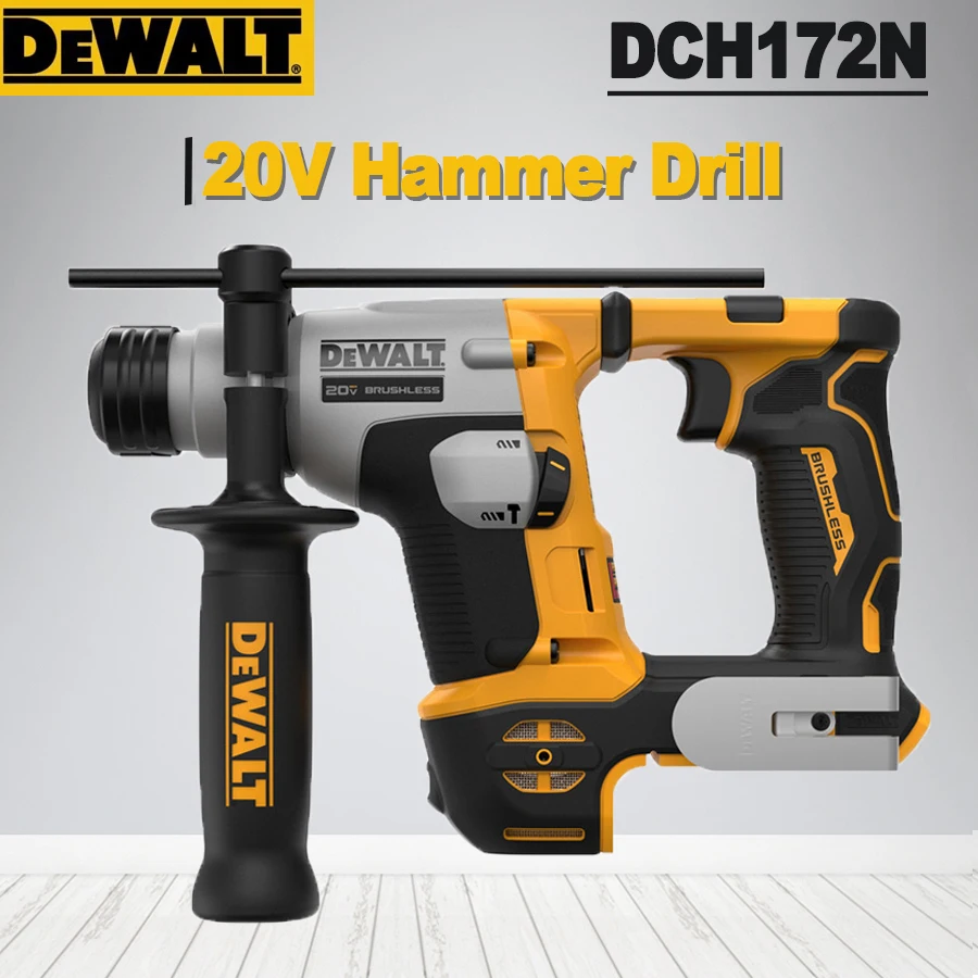 DeWalt DCH172N Cordless Rechargeable Electrical Hammer Drill 20V MAX Brushless Compact SDS Plus Rotary Hammer Bare Metal