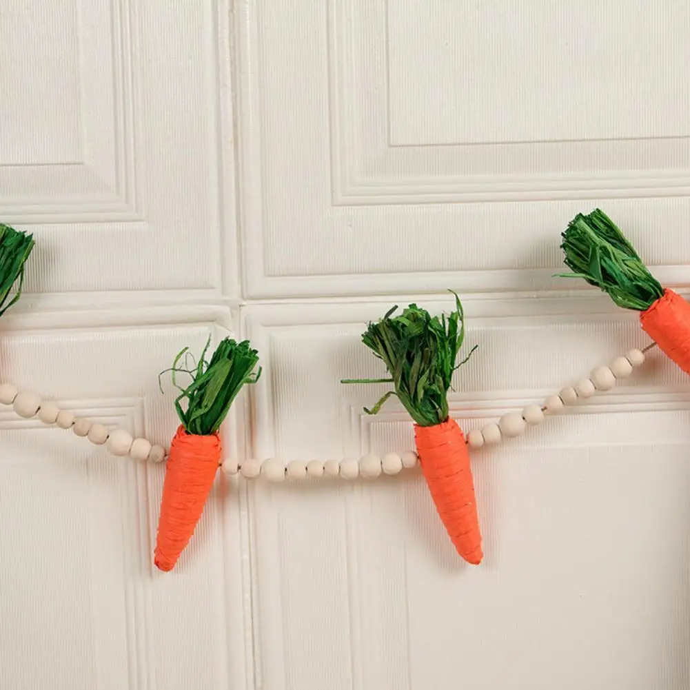 Carrot Themed Home Decor Easter Day Home Party Decoration Radish Hanging Ornament Fake Carrot Wooden Bead for Window