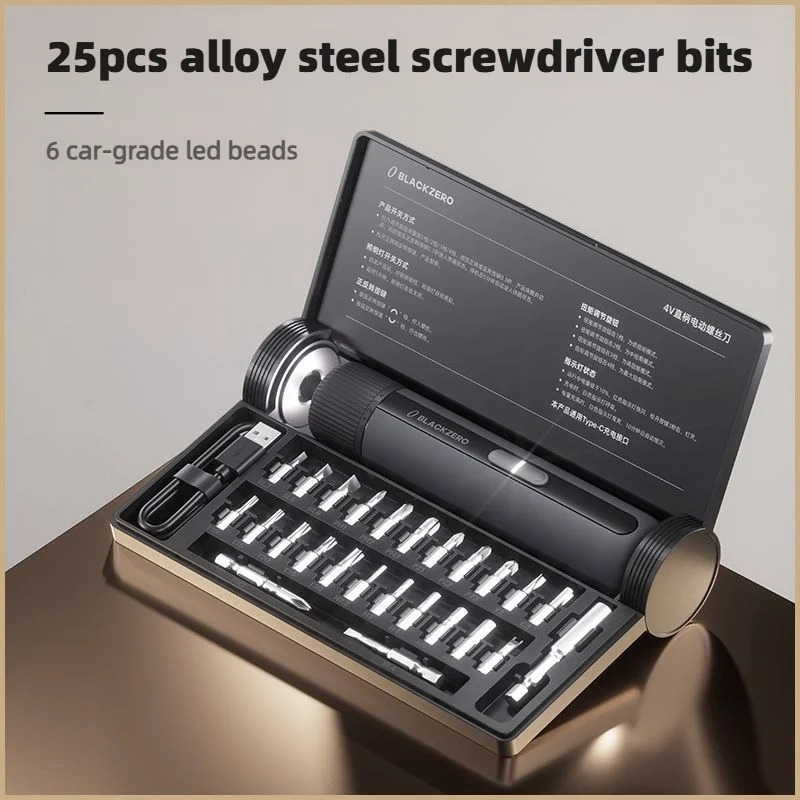 4V Cordless Electric Screwdriver Set 12N.m Torque 1/4