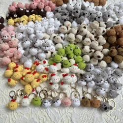 3cm Handmade Finished Crochet Mini Animal Knit Rabbit Chicks Cat Dog keychain pendant friend and bestie gift for for Women Girls