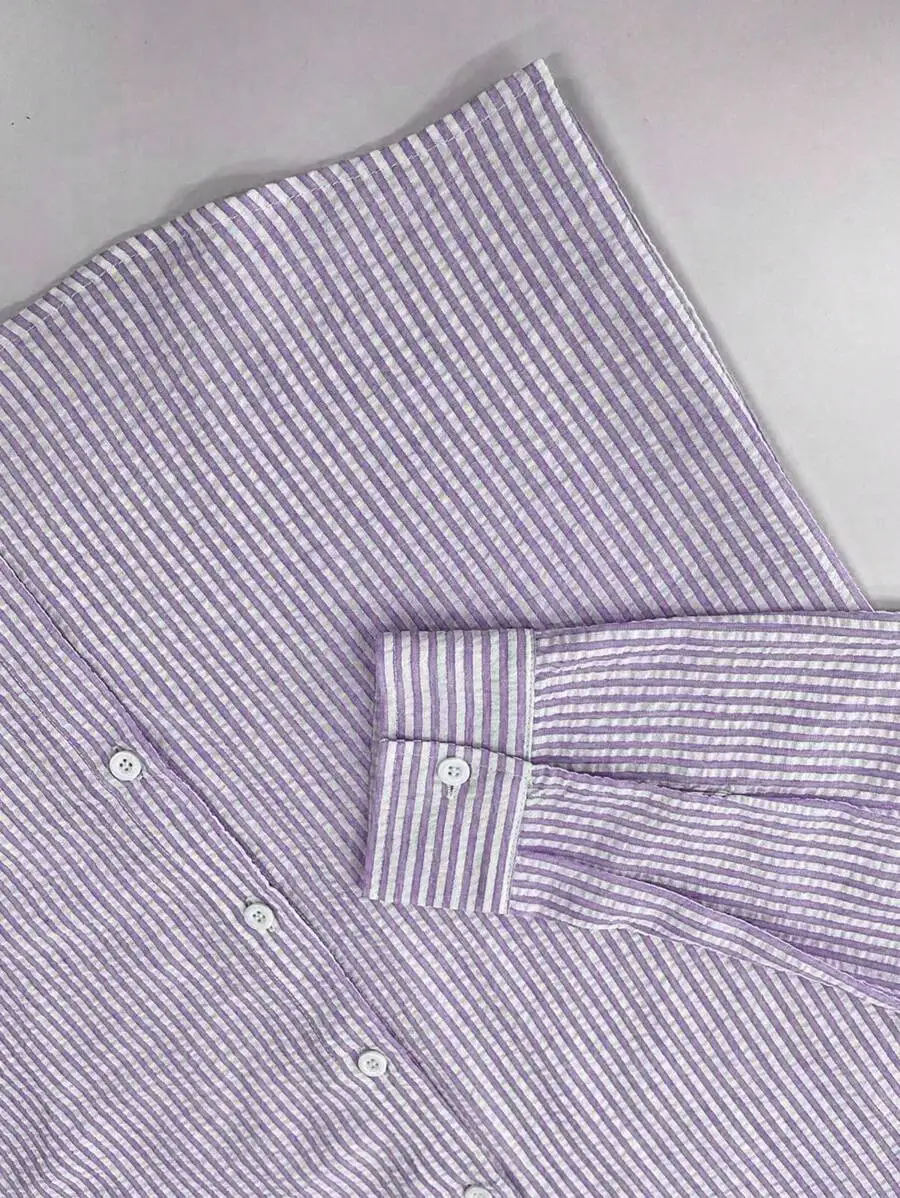 Herren Langarm-Streifenhemd mit Lockerem Schnitt Stilvolle Bequeme Freizeitkleidung für Alle Jahreszeiten Ideal für Outdoor-Aktivitäten – Detail 24